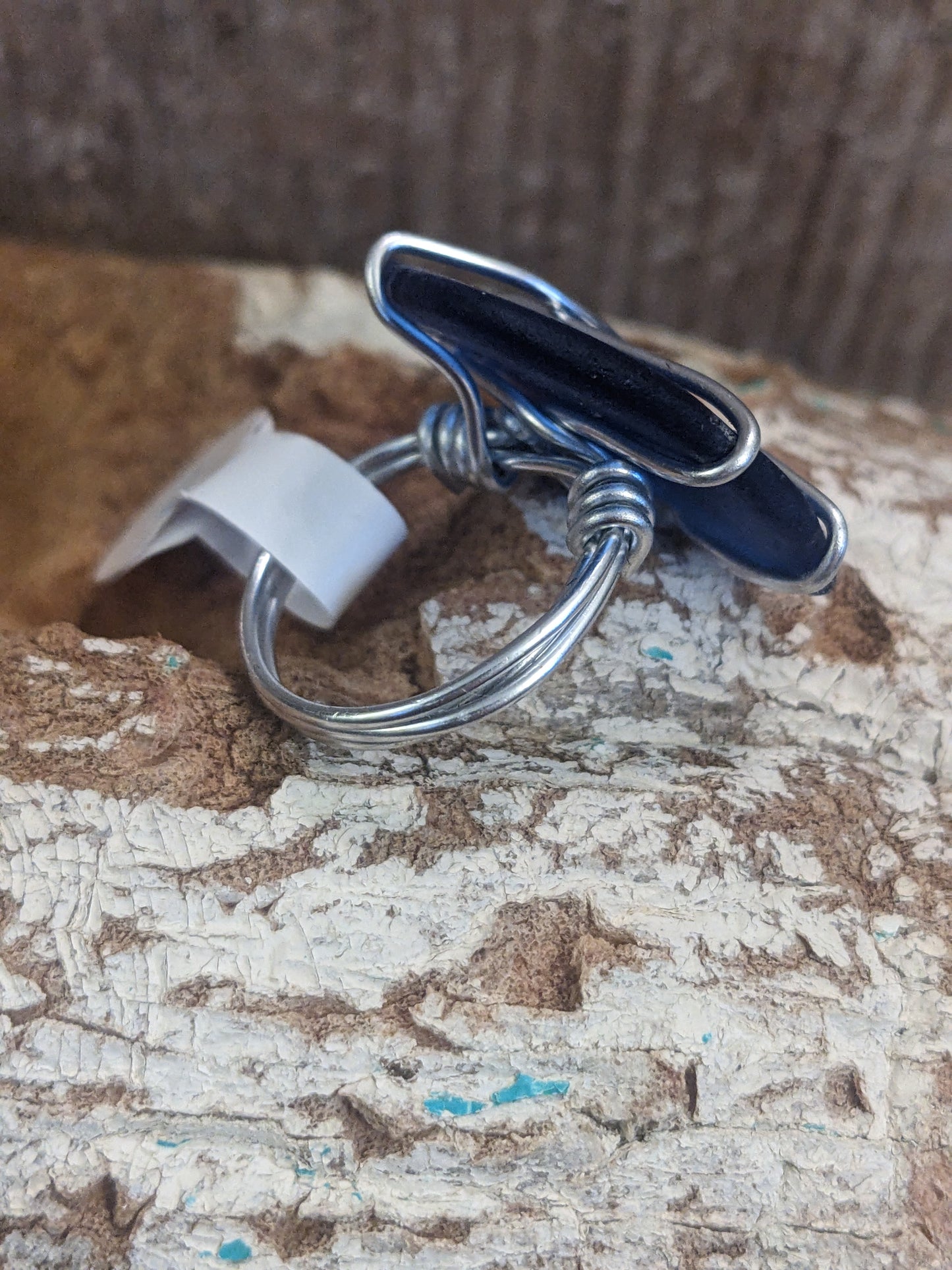 Deep Blue Sea Glass Ring Size 7